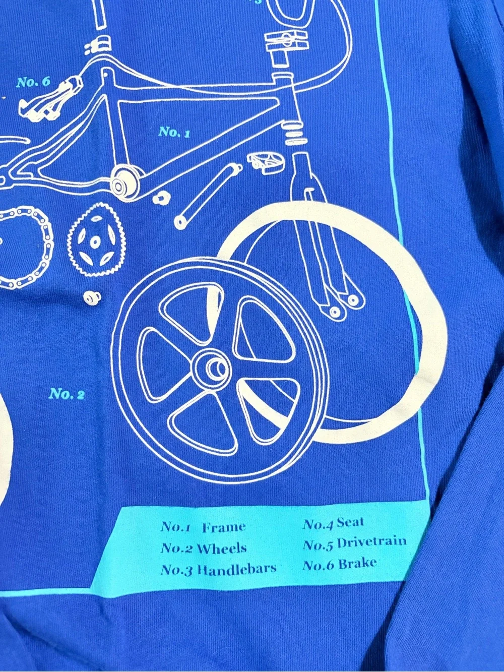 GAP Royal Blue Long-Sleeve Tee with BMX Anatomy Graphic L
